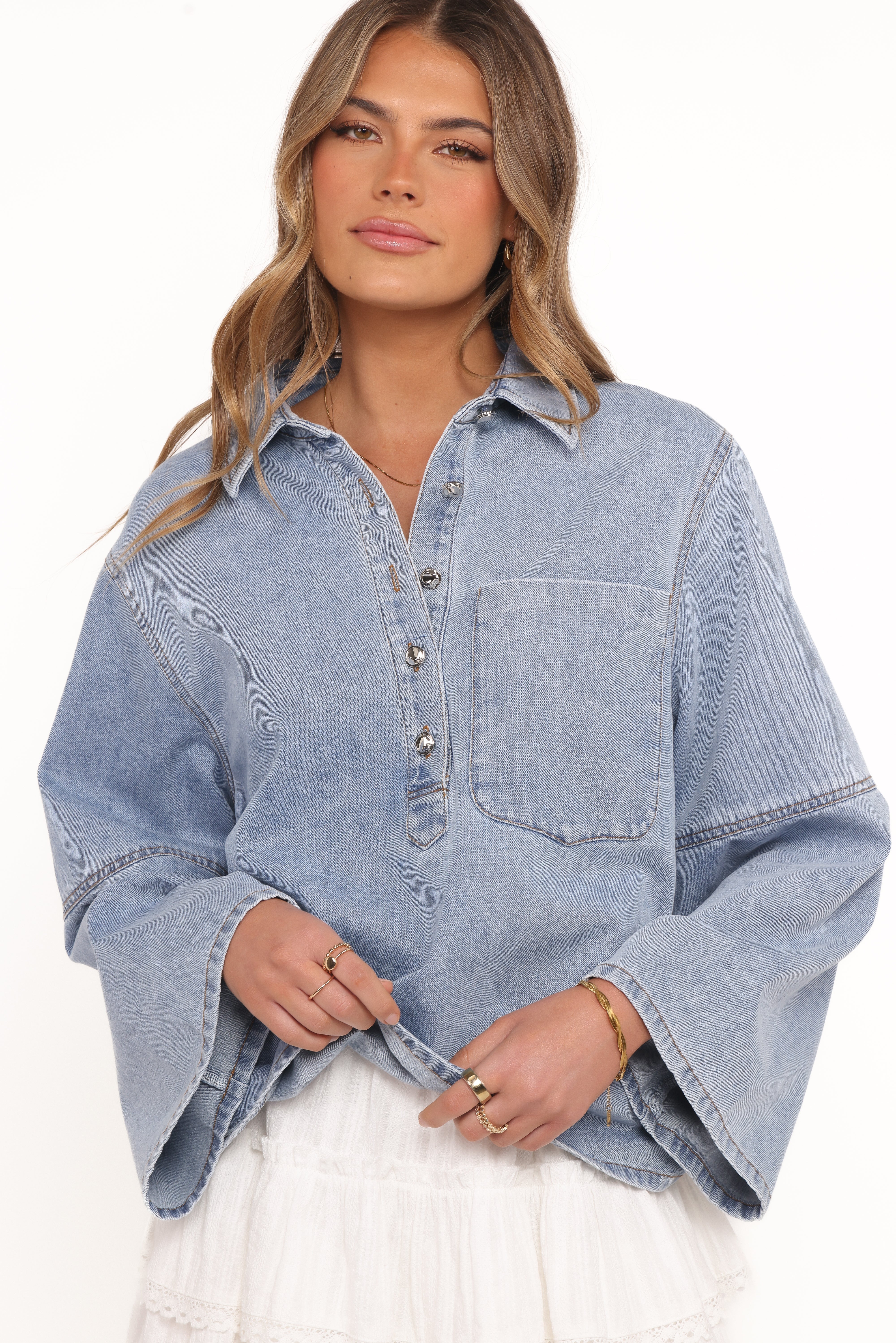 Celestia Denim Top Light Wash