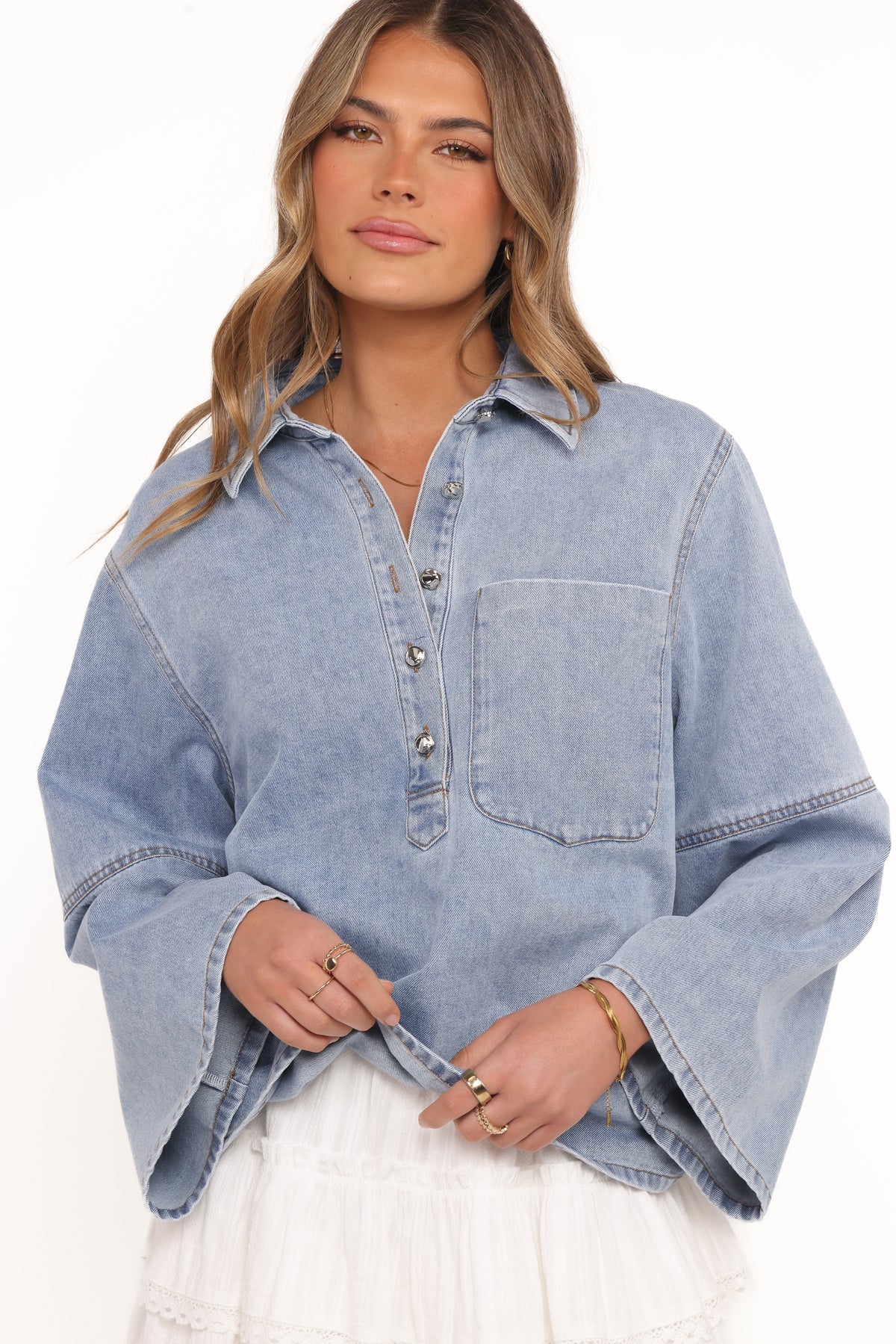 Celestia Denim Top Light Wash
