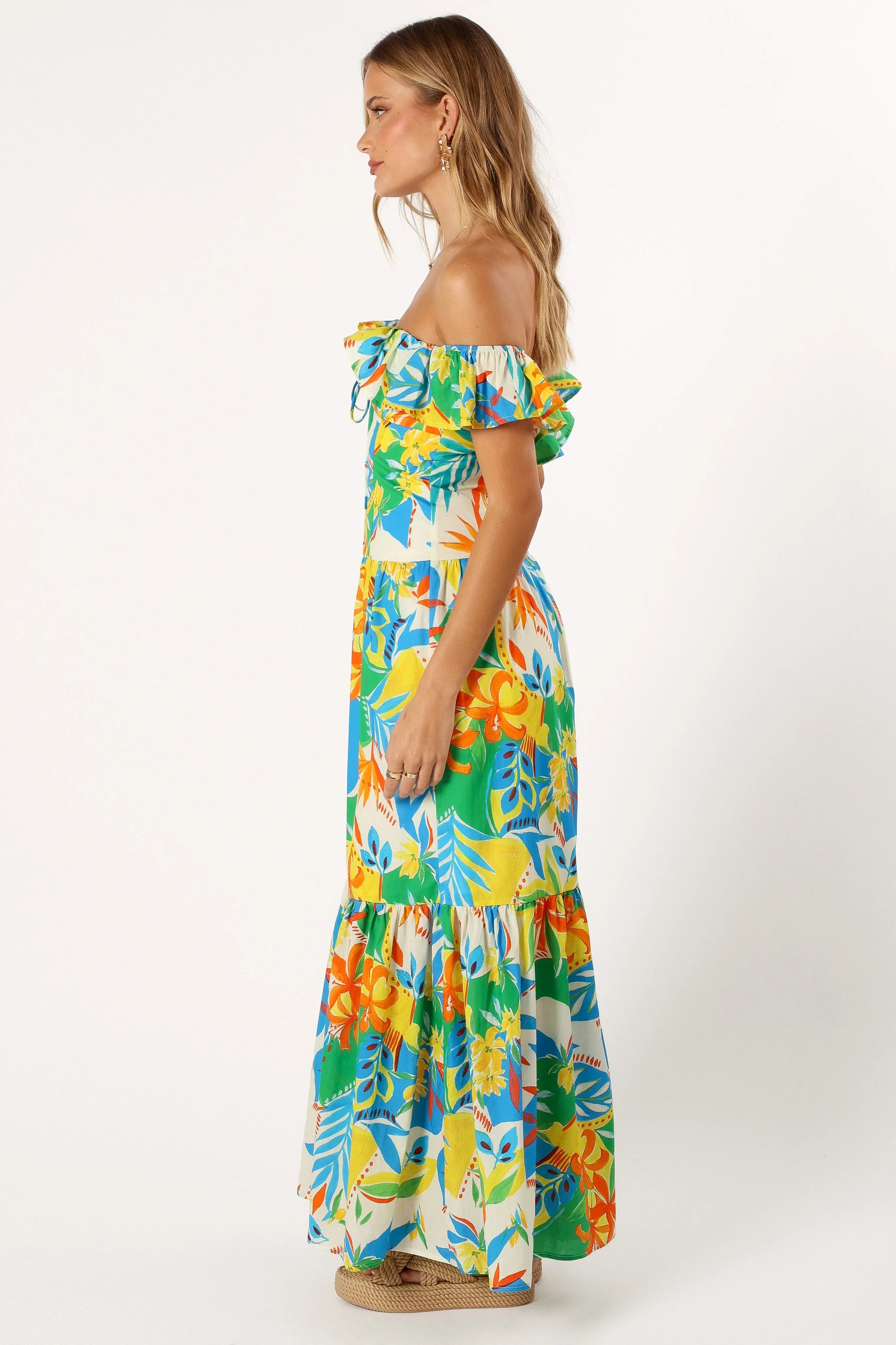 Harriet Off Shoulder Maxi Dress Malta Print