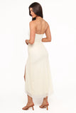 Iridessa Strapless Midi Dress Yellow Floral