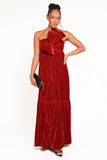 Betina Bow Front Maxi Dress Red Velvet