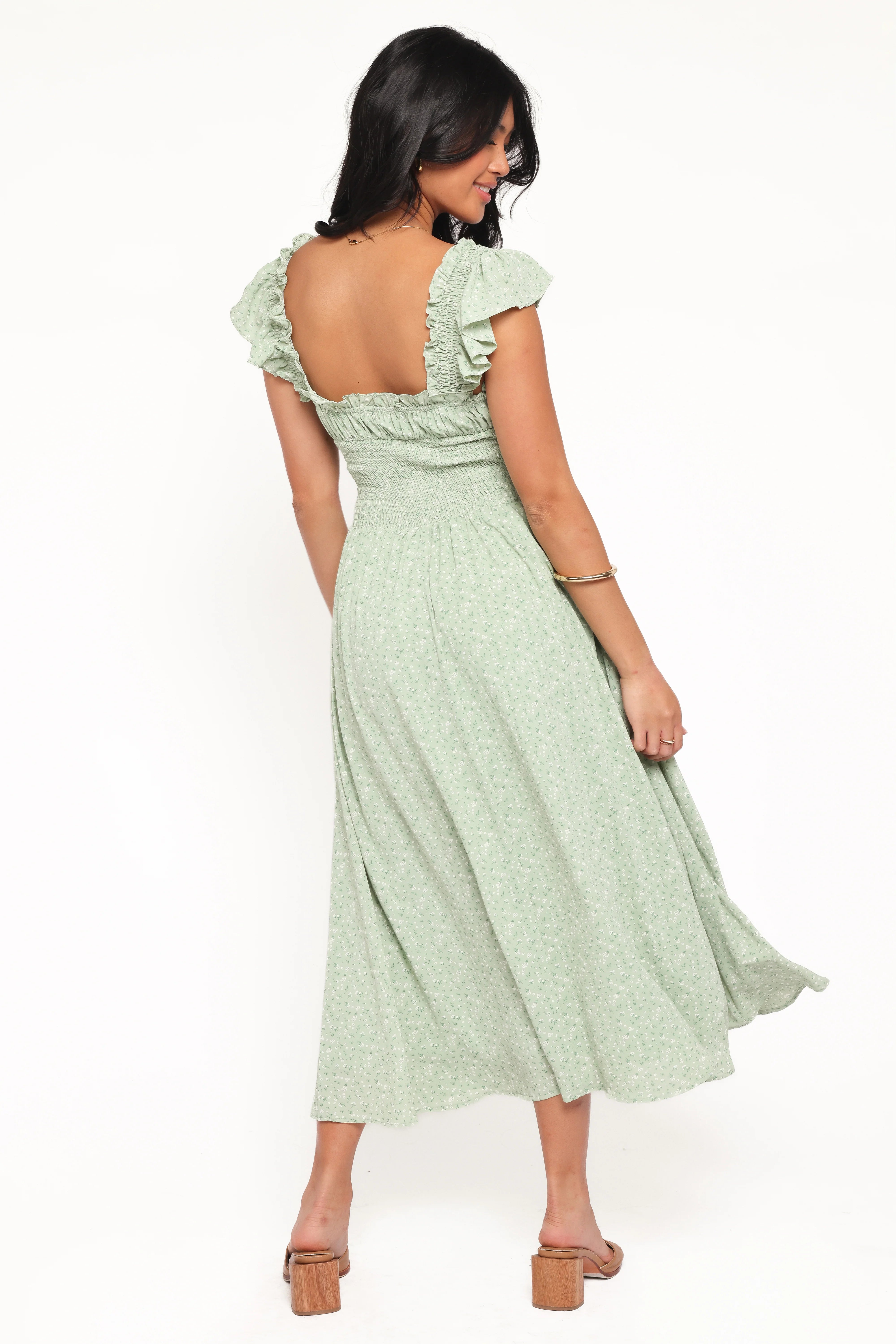 Bronte Midi Dress Green Floral