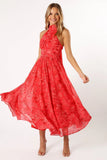 Primrose Halterneck Maxi Dress Red Floral