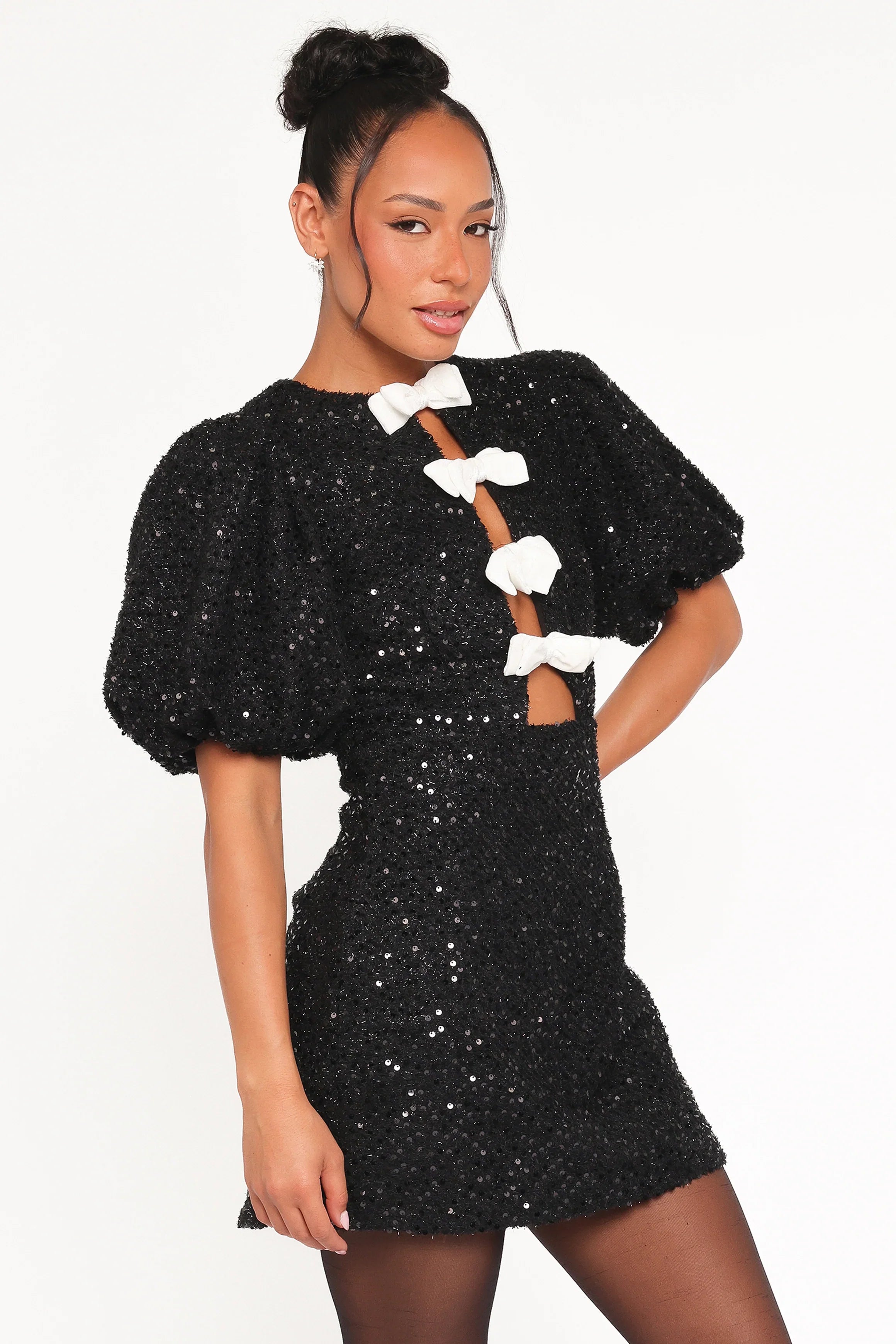 Natasha Boucle Mini Dress Black