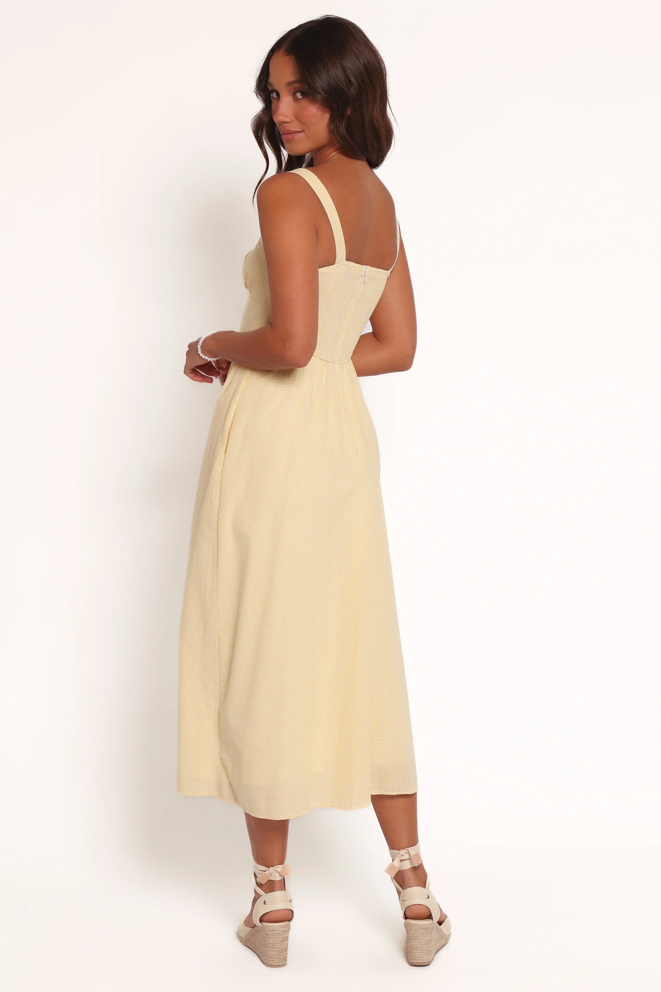 Kinslee Midi Dress Yellow Gingham