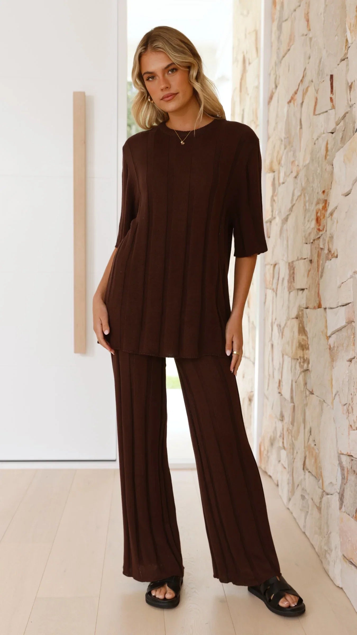 Bayu Knit Pants Brown