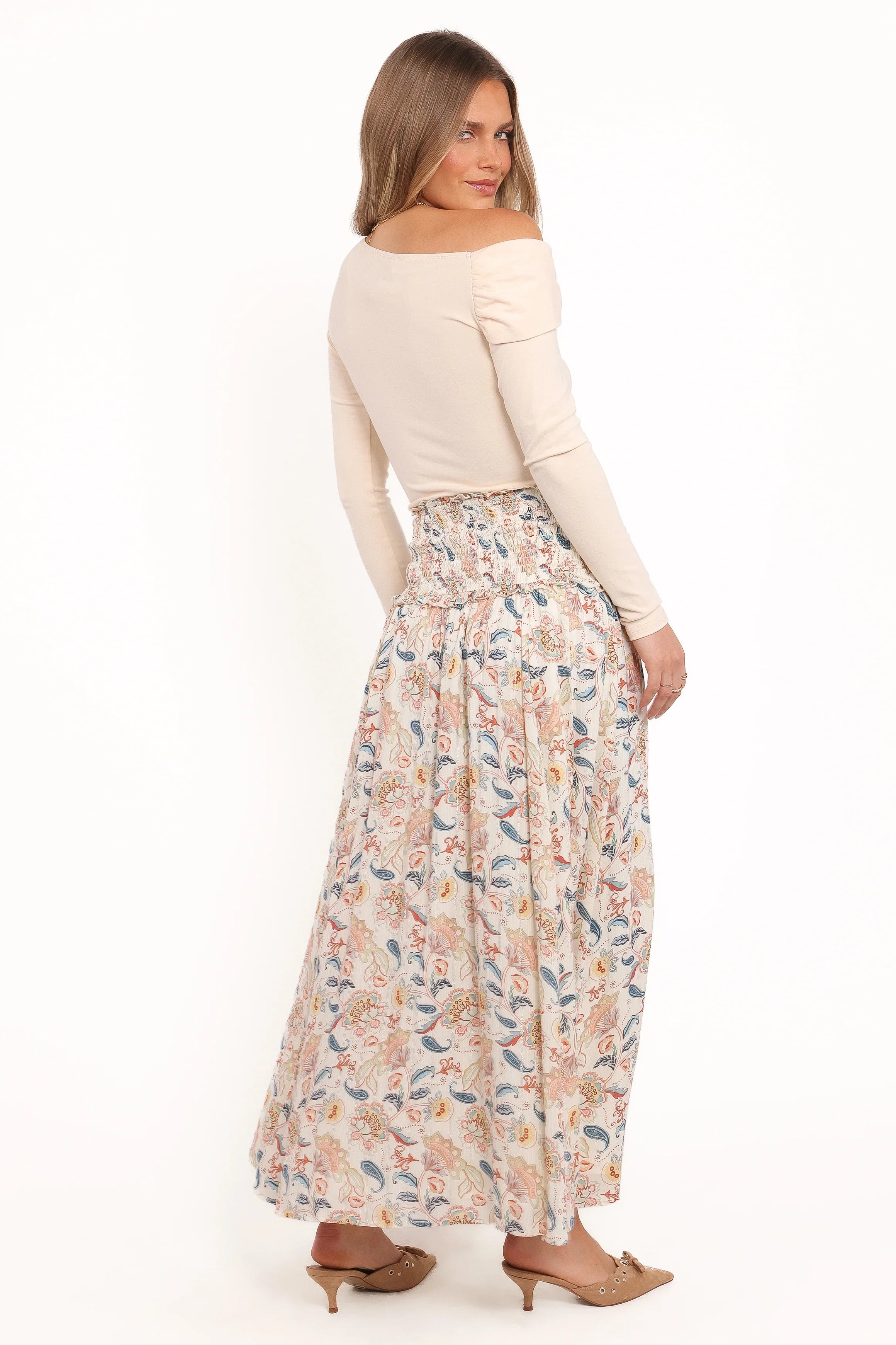 Seana Shirred Waist Maxi Skirt Paisley