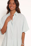 Sebastian Romper Green Blue Stripe