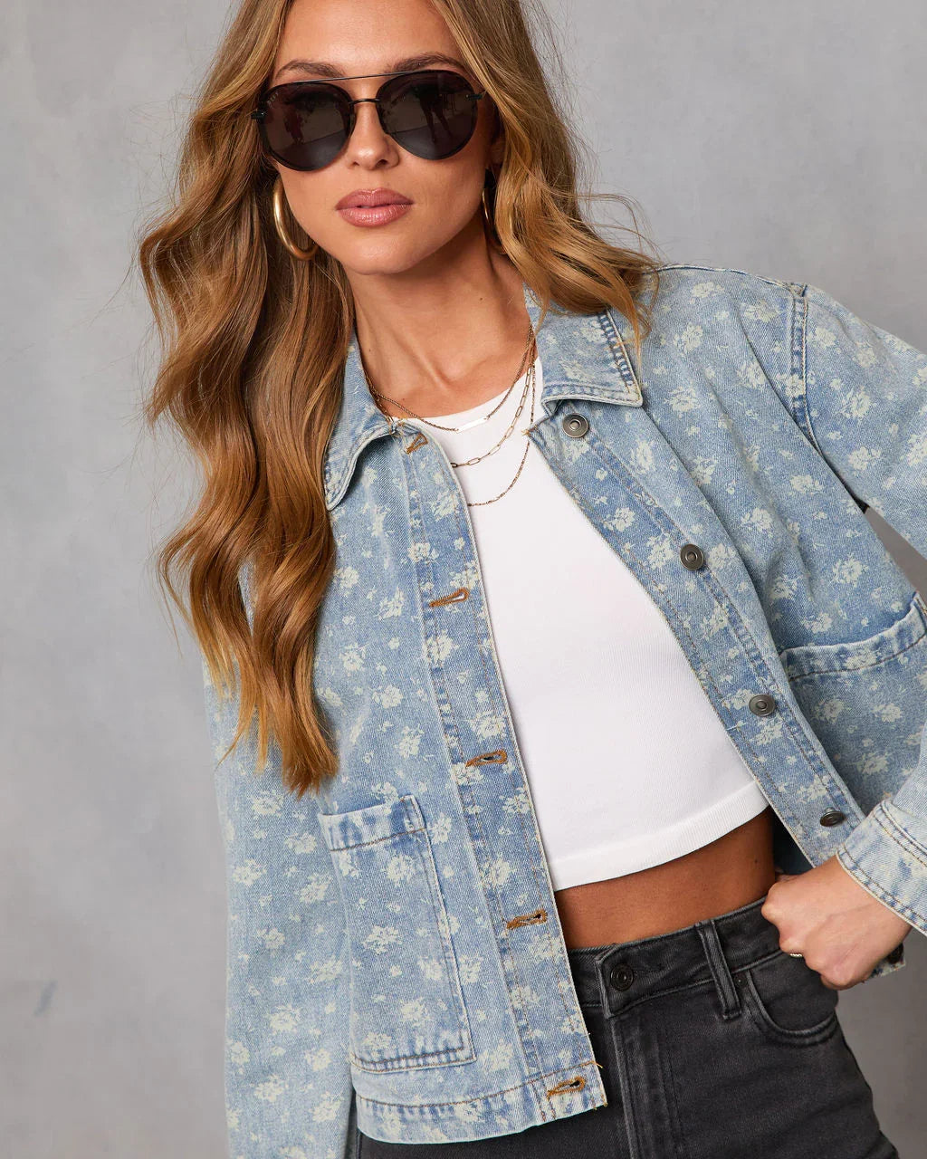Abegail Printed Denim Jacket
