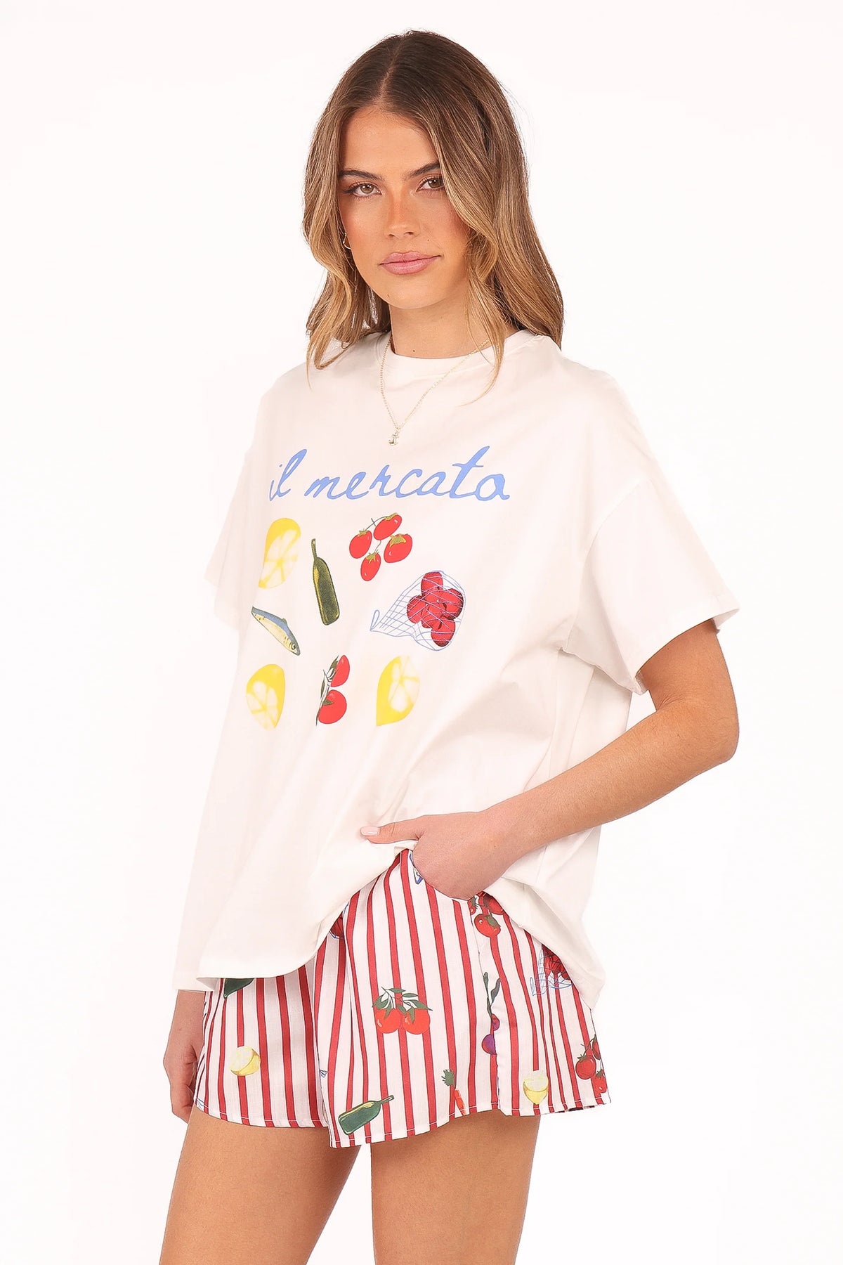 Krystal Short Set Red Stripe