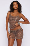 Sandy Veil Sequin Mini Skirt Toasted Coconut