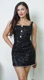 Avianne Tweed Sequin Mini Dress Black