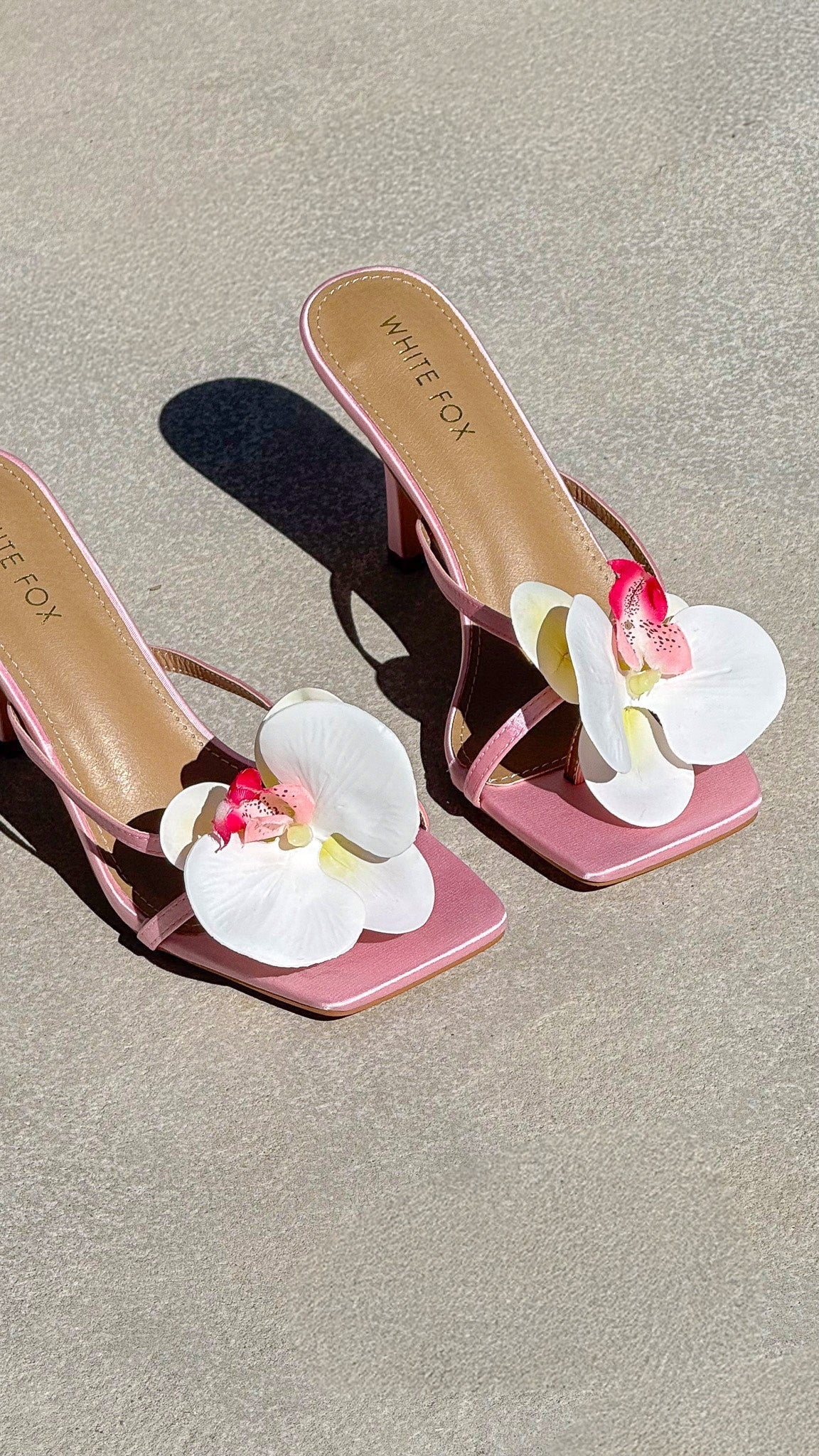 Megan Orchid Mules Pink Satin White