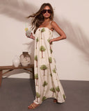 Tropic Treasure Palm Print Maxi Dress