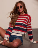 Dockside Morning Striped Knit Crochet Sweater
