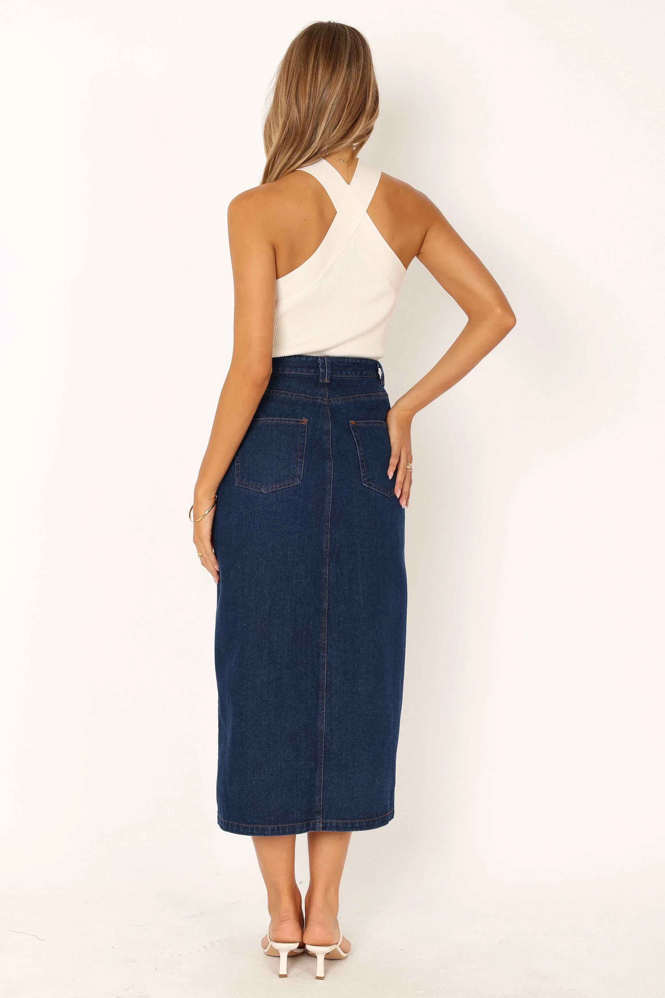 Rana Denim Midi Skirt Dark Denim