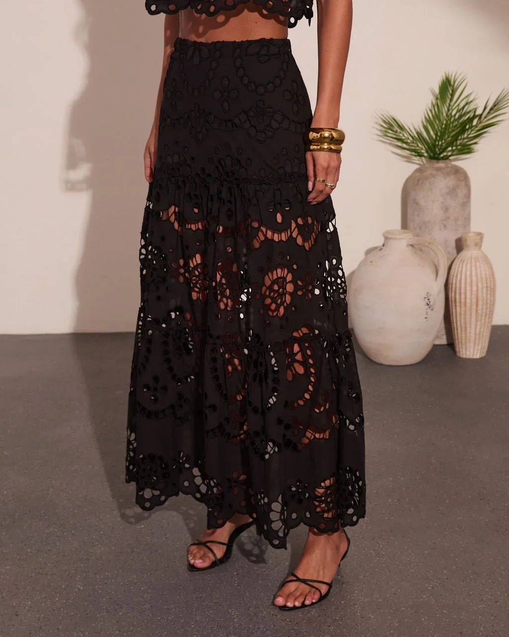 Coastline Energy Floral Eyelet Maxi Skirt