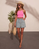 Lumara Pleated High Rise Denim Shorts