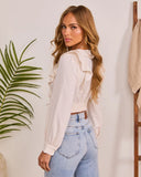 Glowy Haven Ruffle Trim Front Tie Top