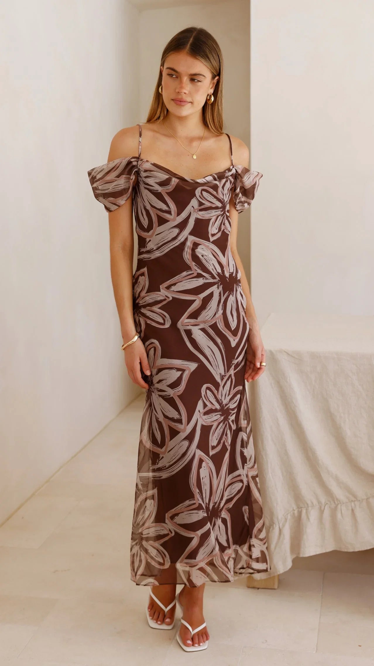 Adrianna Maxi Dress Brown Floral