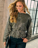 Estrella Sequin Peplum Top