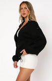 Dont Look Now Zip Front Sweater Black