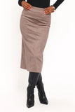 Una Suede Midi Skirt Mushroom