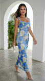Azurae Floral Maxi Dress Blue