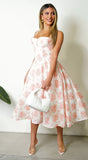 Knox Floral Flare Midi Dress White Orange