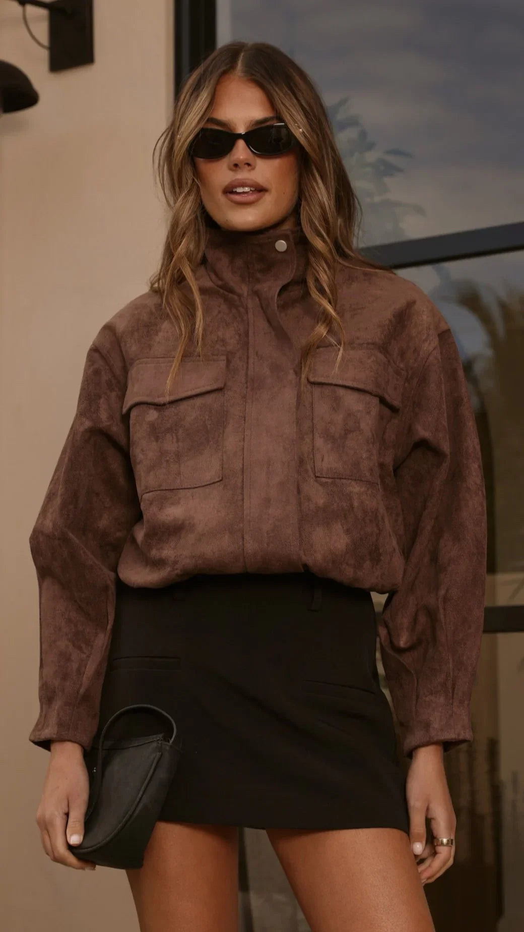 Josh Funnel Neck Jacket Chocolate