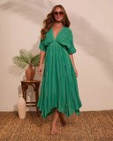 Haylee Flowy Metallic Stitch Midi Dress