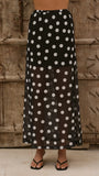 Onella Semi Sheer Maxi Skirt Black White Polka Dot