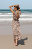 Solange Maxi Dress Chocolate Brown Print