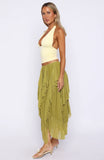 Sunset Strolls Midi Skirt Matcha