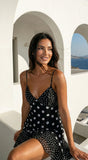 Sorella Polka Dot Chiffon Mini Dress Black