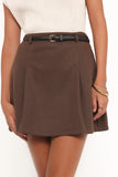 Cassia Belted Aline Skirt Chocolate Brown