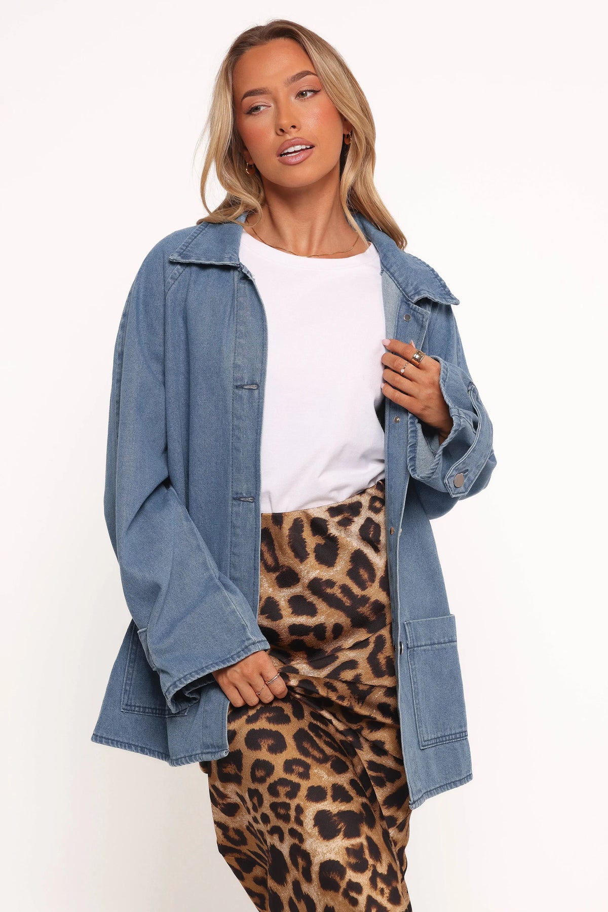 Novan Oversized Shacket Denim
