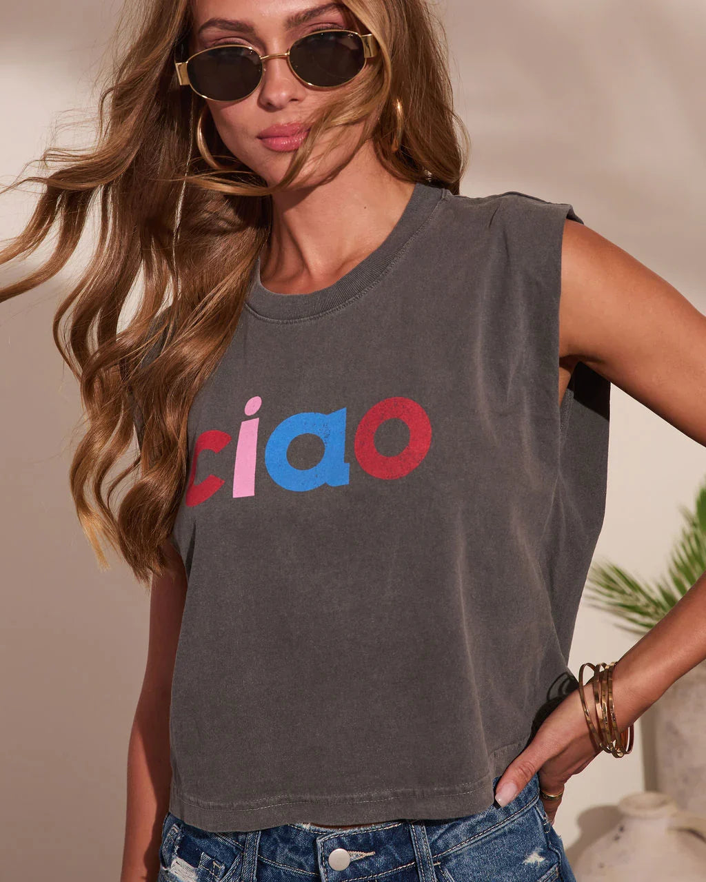 Ciao Babe Cotton Graphic Muscle Tee