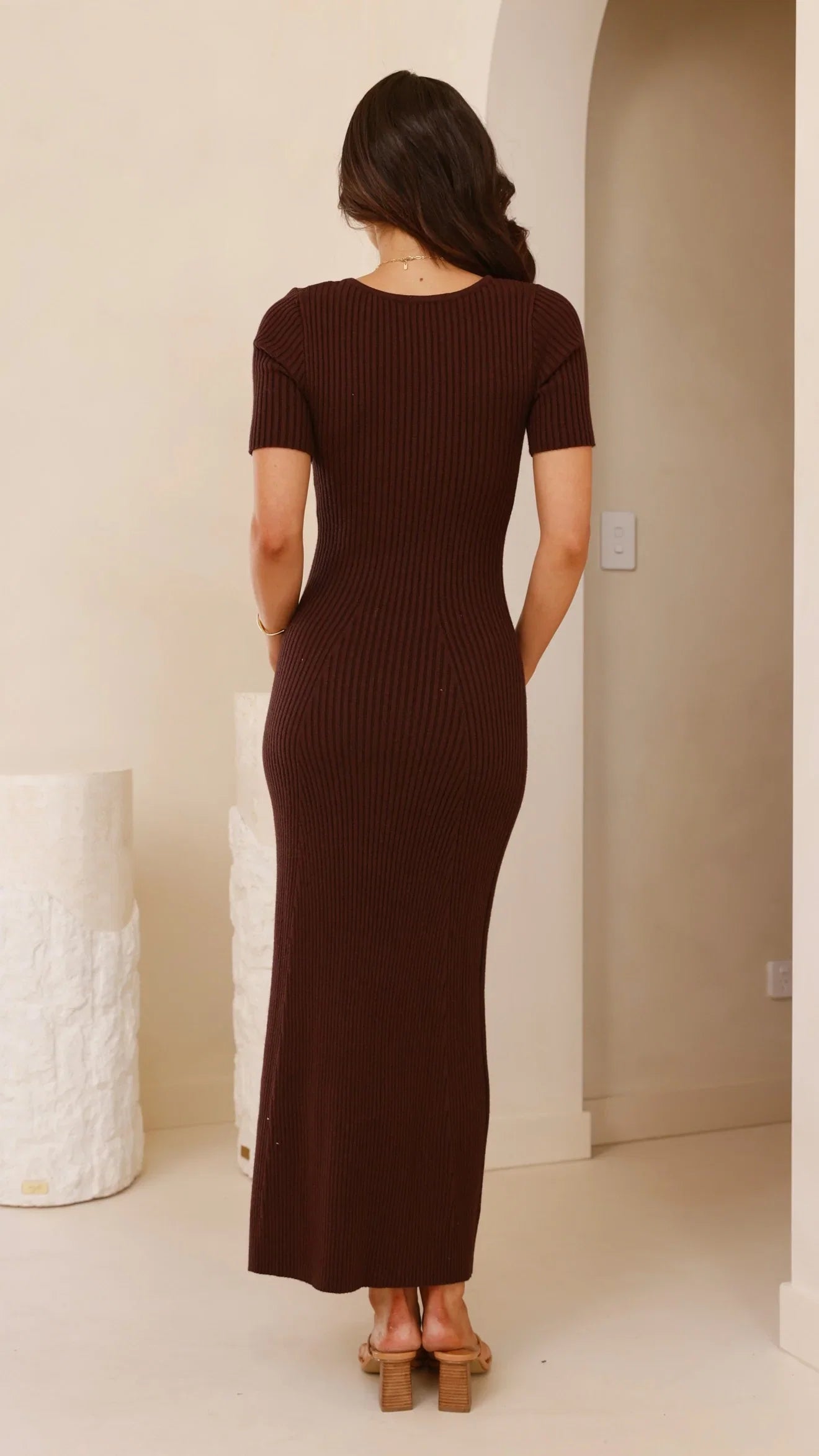 Eden Ribbed Maxi Dress Chocolate