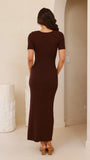 Eden Ribbed Maxi Dress Chocolate