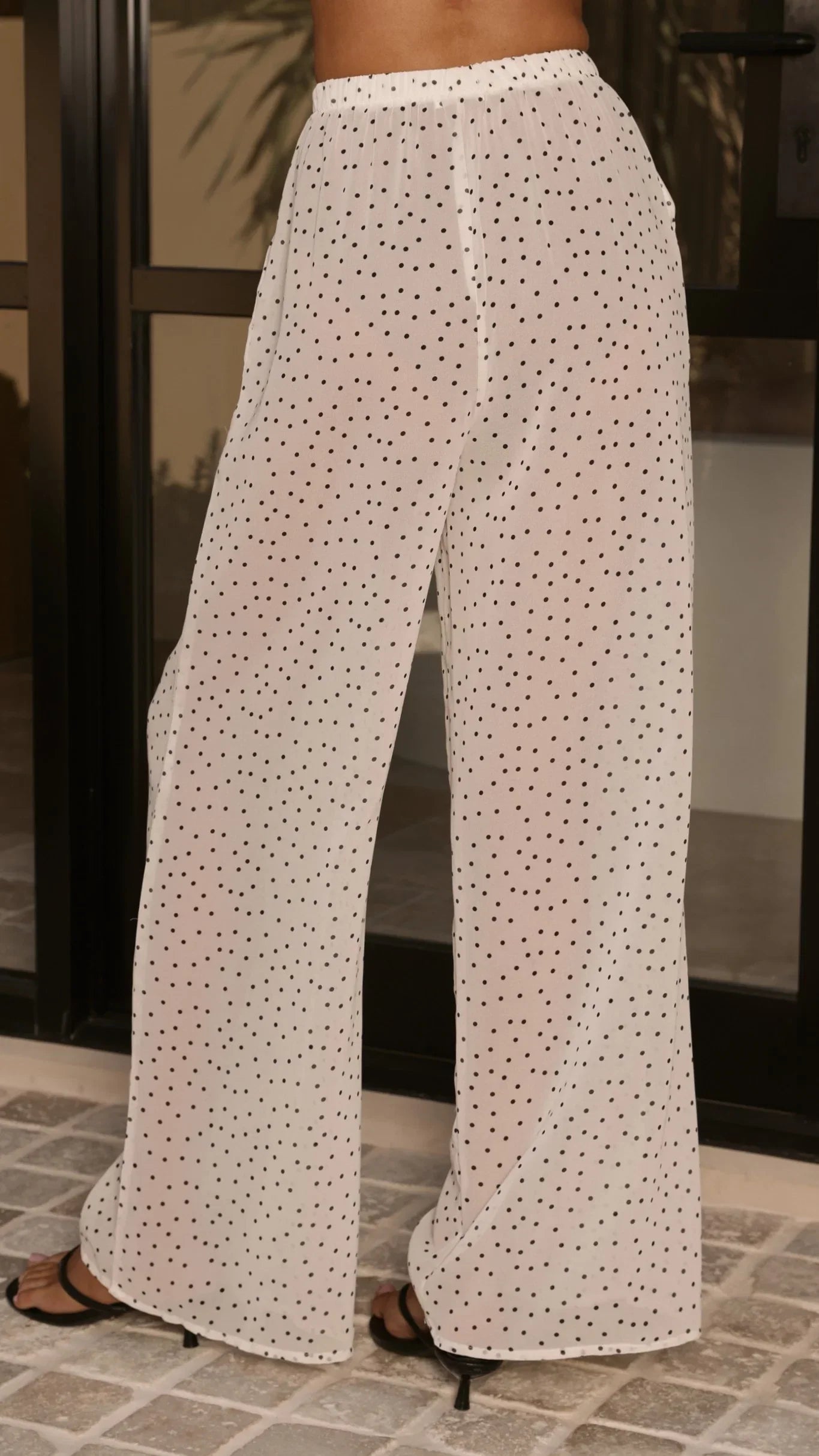Rubi Top and Pants Set Cream Polka