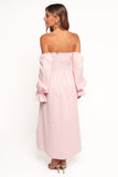 Domenica Shirred Long Sleeve Midi Dress Pink