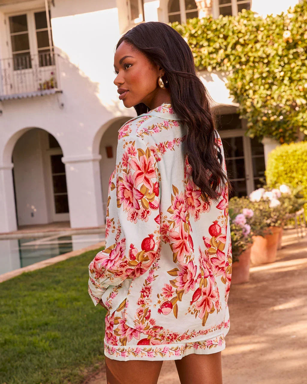 Sunflora Floral Button Down Top