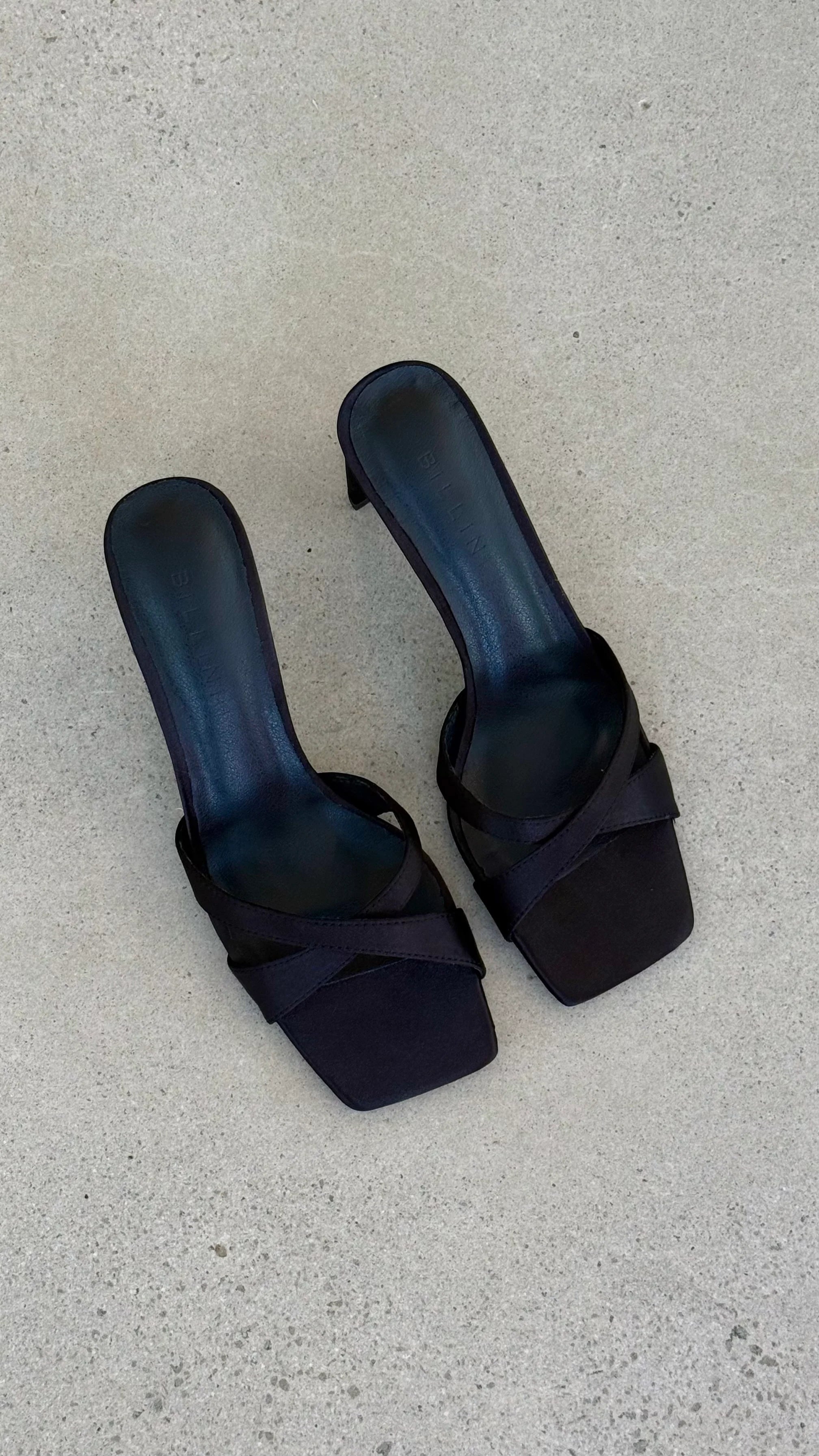 Kelsie Heels Black Satin