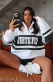 Decade Classics Varsity Zip Front Sweater Grey Marle Dark Green