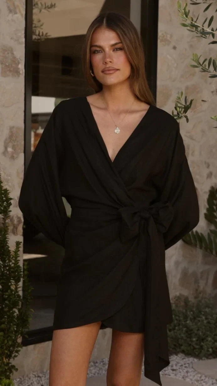 Myra Long Sleeve Mini Dress Black
