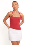 Yulissa Halter Knit Top Red
