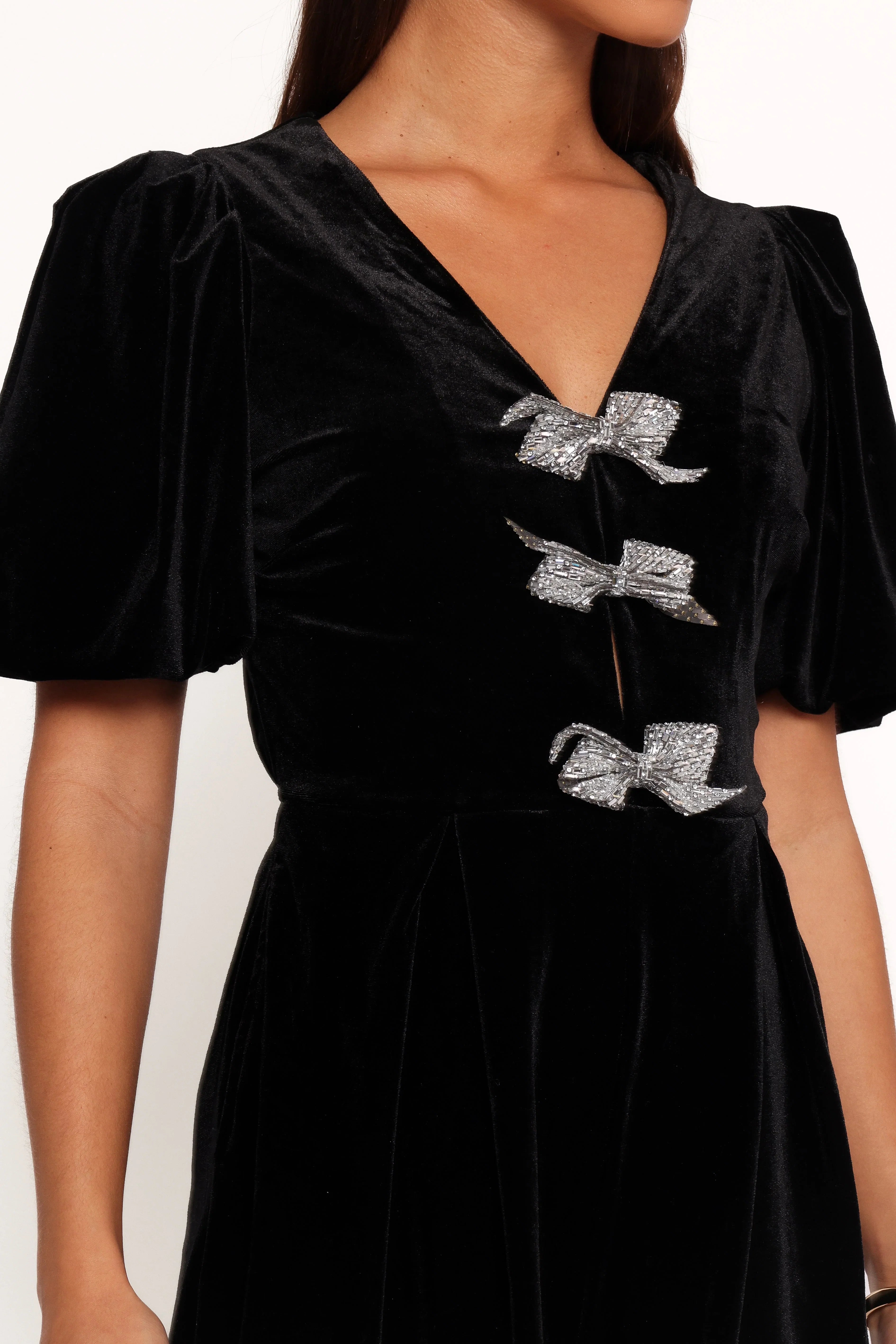Norah Velvet Romper Black