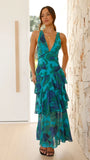 Sachiko Maxi Dress Blue Green Print