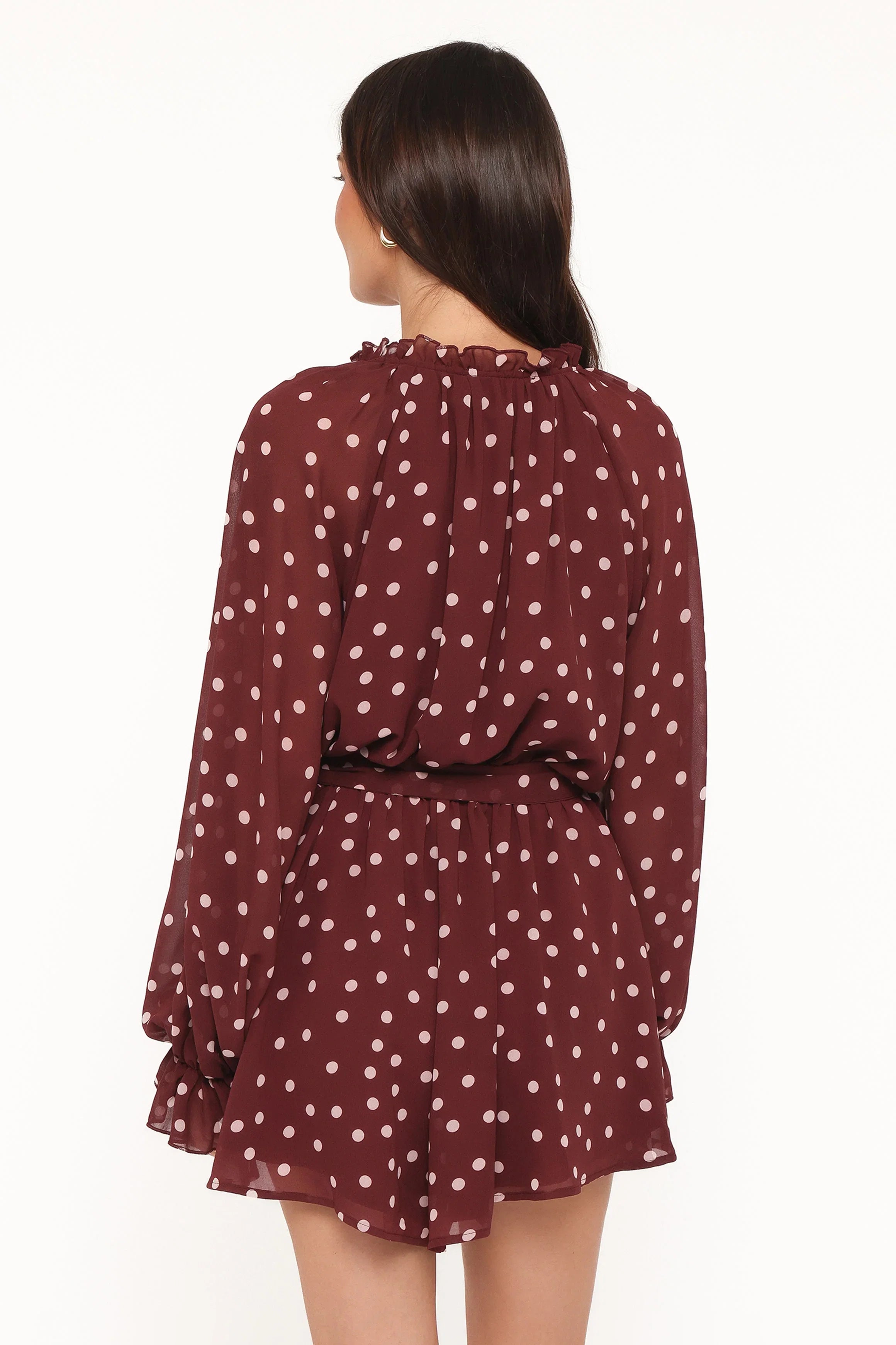 Michelle Romper Burgundy Polka Dot